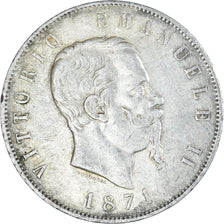 Moneta, Italia, Vittorio Emanuele II, 5 Lire, 1871, Milan, MB+, Argento, KM:8.3