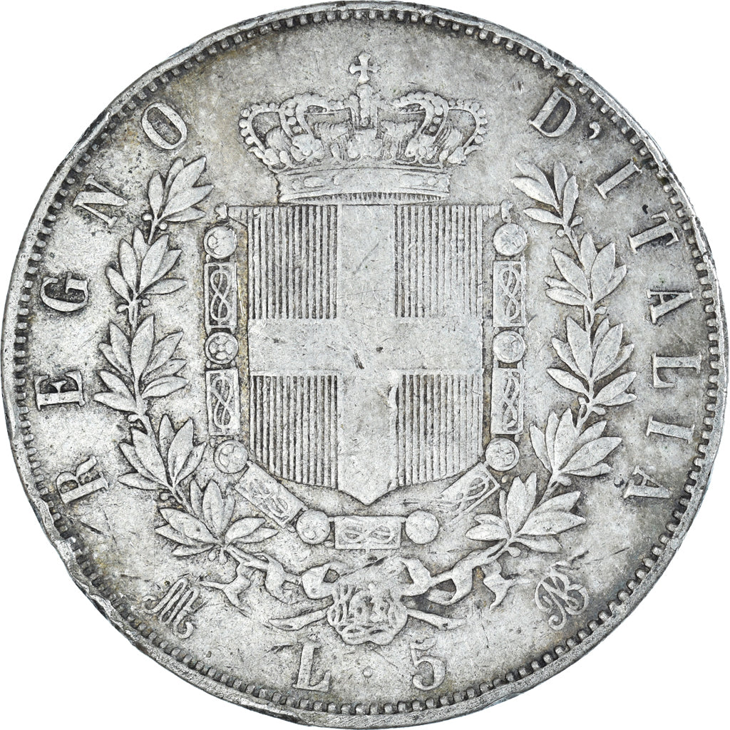 Coin, Italy, Vittorio Emanuele II, 5 Lire, 1872, Milan, VF(30-35), Silver