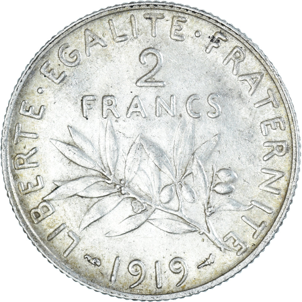 Coin, France, Semeuse, 2 Francs, 1919, Paris, AU(55-58), Silver, KM:845.1