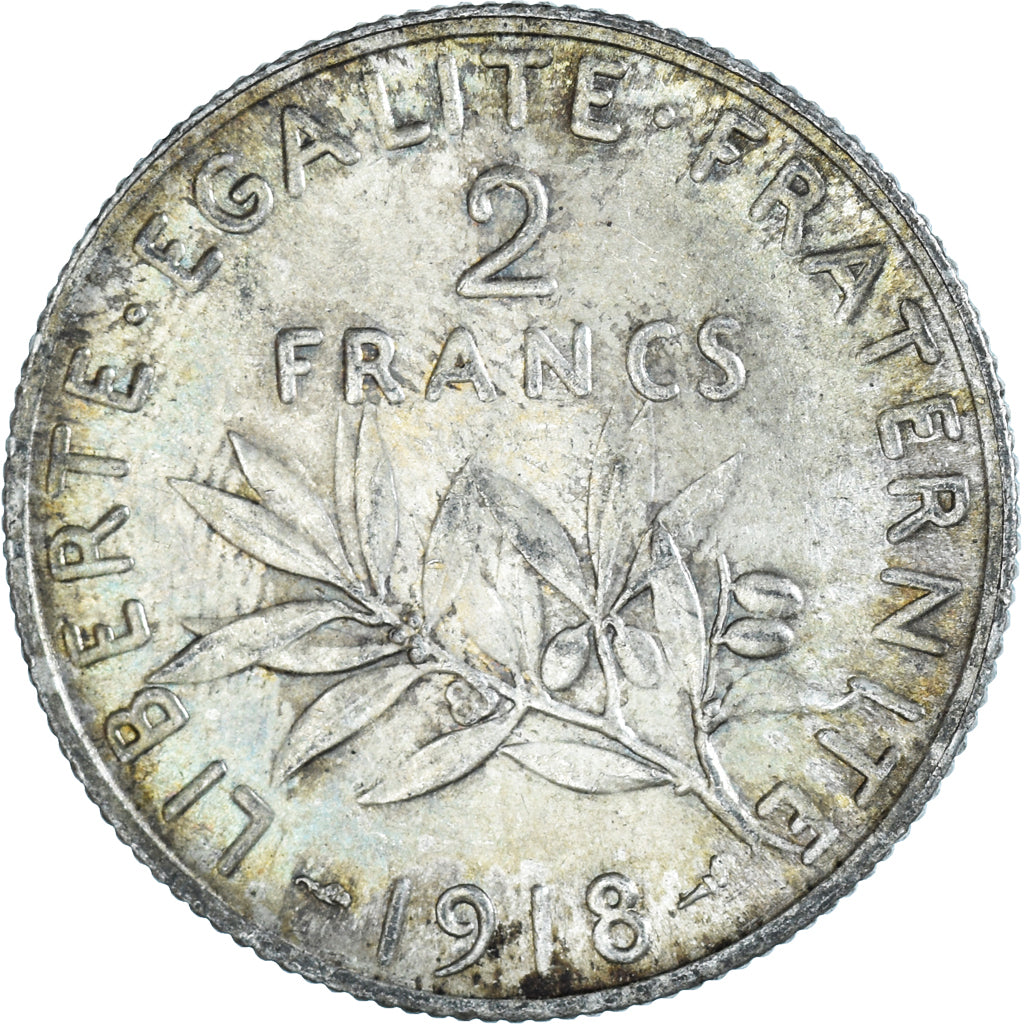 Coin, France, Semeuse, 2 Francs, 1918, Paris, AU(50-53), Silver, KM:845.1