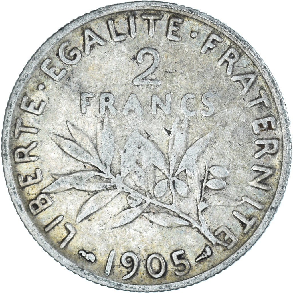 Moneta, Francia, Semeuse, 2 Francs, 1905, Paris, MB, Argento, KM:845.1