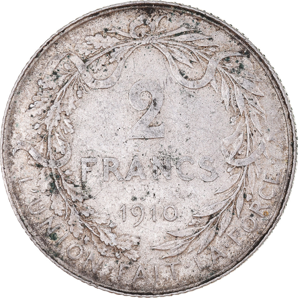 Münze, Belgien, 2 Francs, 2 Frank, 1910, S+, Silber, KM:74