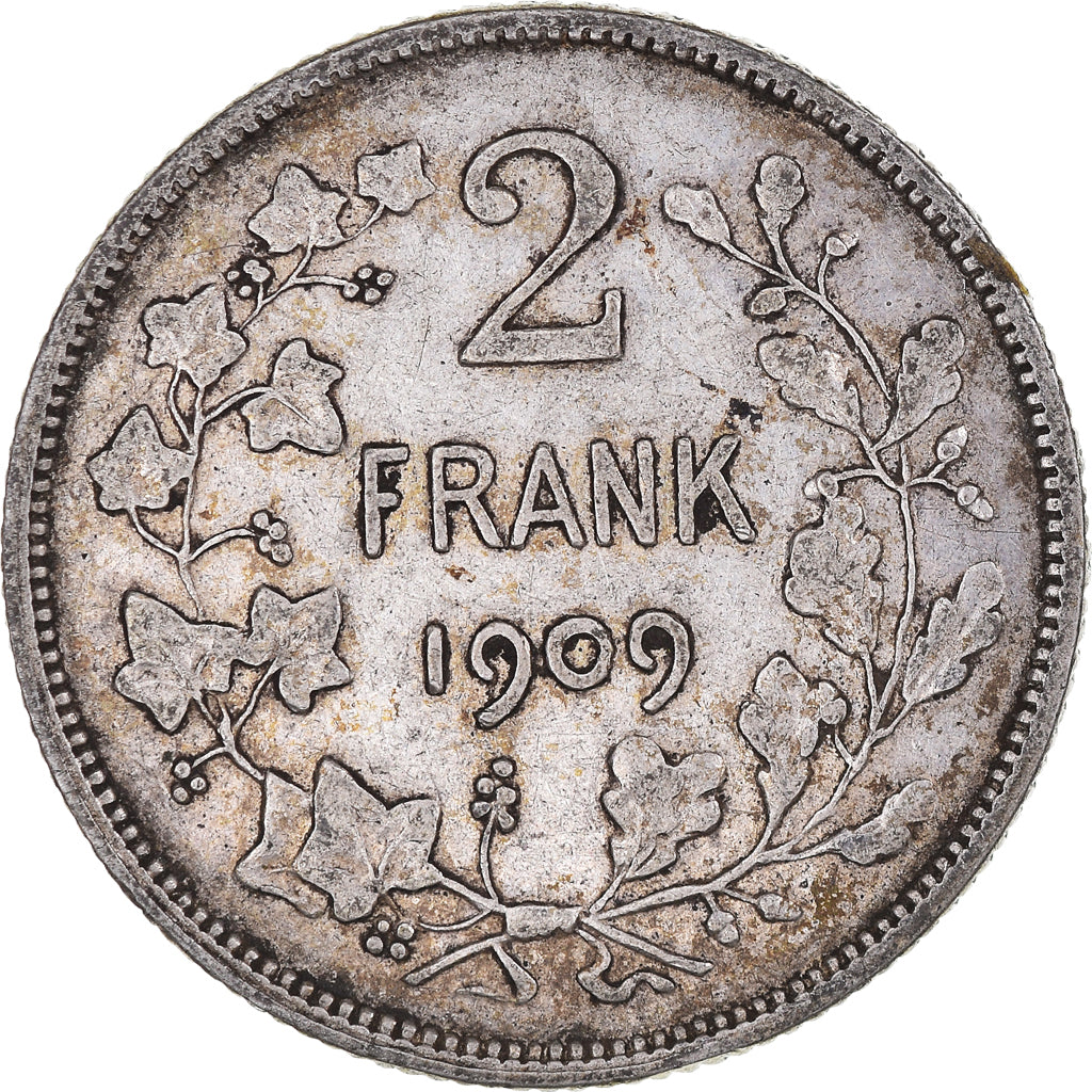 Moeda, Bélgica, 2 Francs, 2 Frank, 1909, VF(30-35), Prata, KM:59