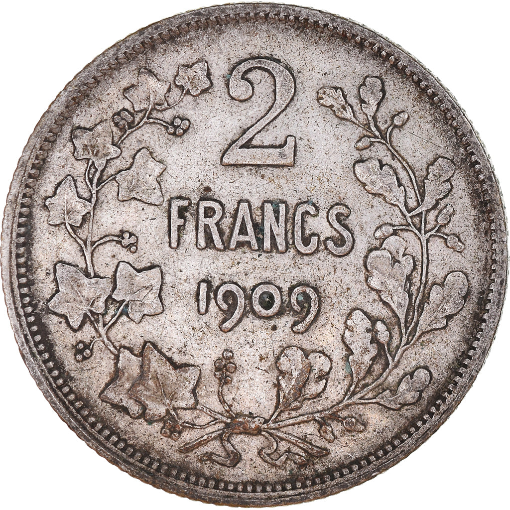 Monnaie, Belgique, Leopold II, 2 Francs, 2 Frank, 1909, TB+, Argent, KM:58.1