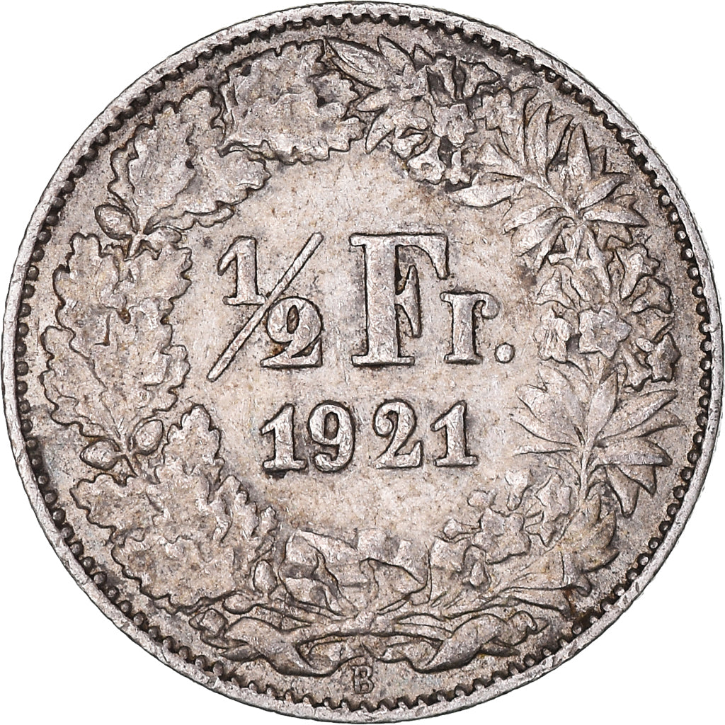 Moneta, Svizzera, 1/2 Franc, 1921, Bern, BB, Argento, KM:23