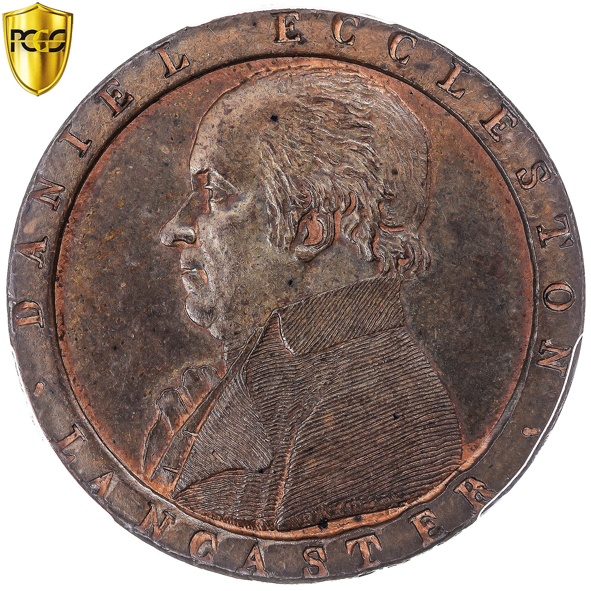 Reino Unido, Lancashire, Daniel Eccleston, Halfpenny Token, 1794, Soho, Cobre