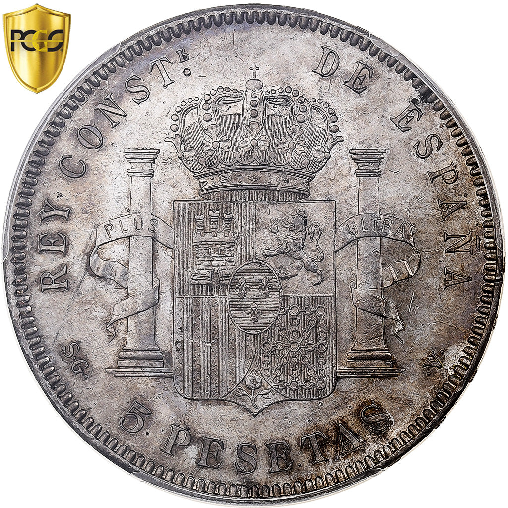 Moneda, España, Alfonso XIII, 5 Pesetas, 1899, Madrid, PCGS, MS62, EBC+, Plata