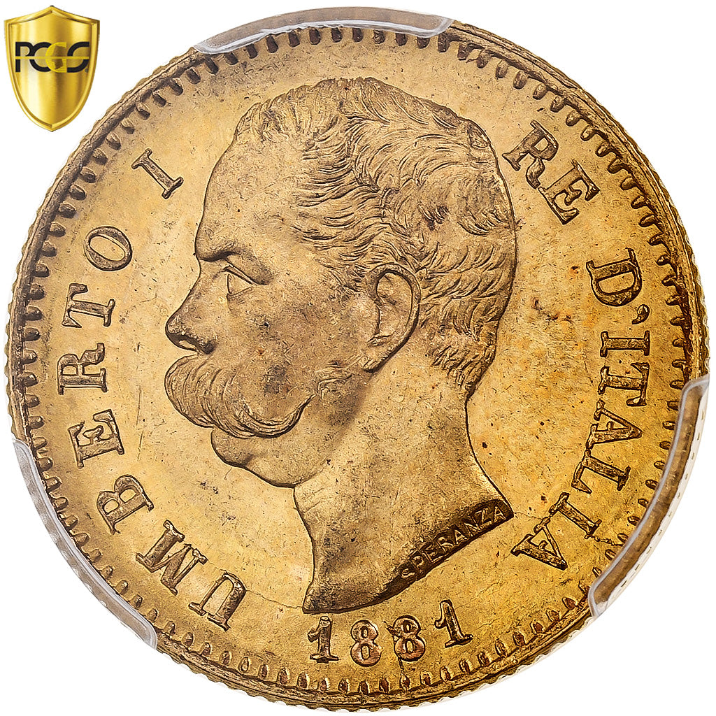 Italie, Umberto I, 20 Lire, 1881, Rome, Or, PCGS, MS64, KM:21