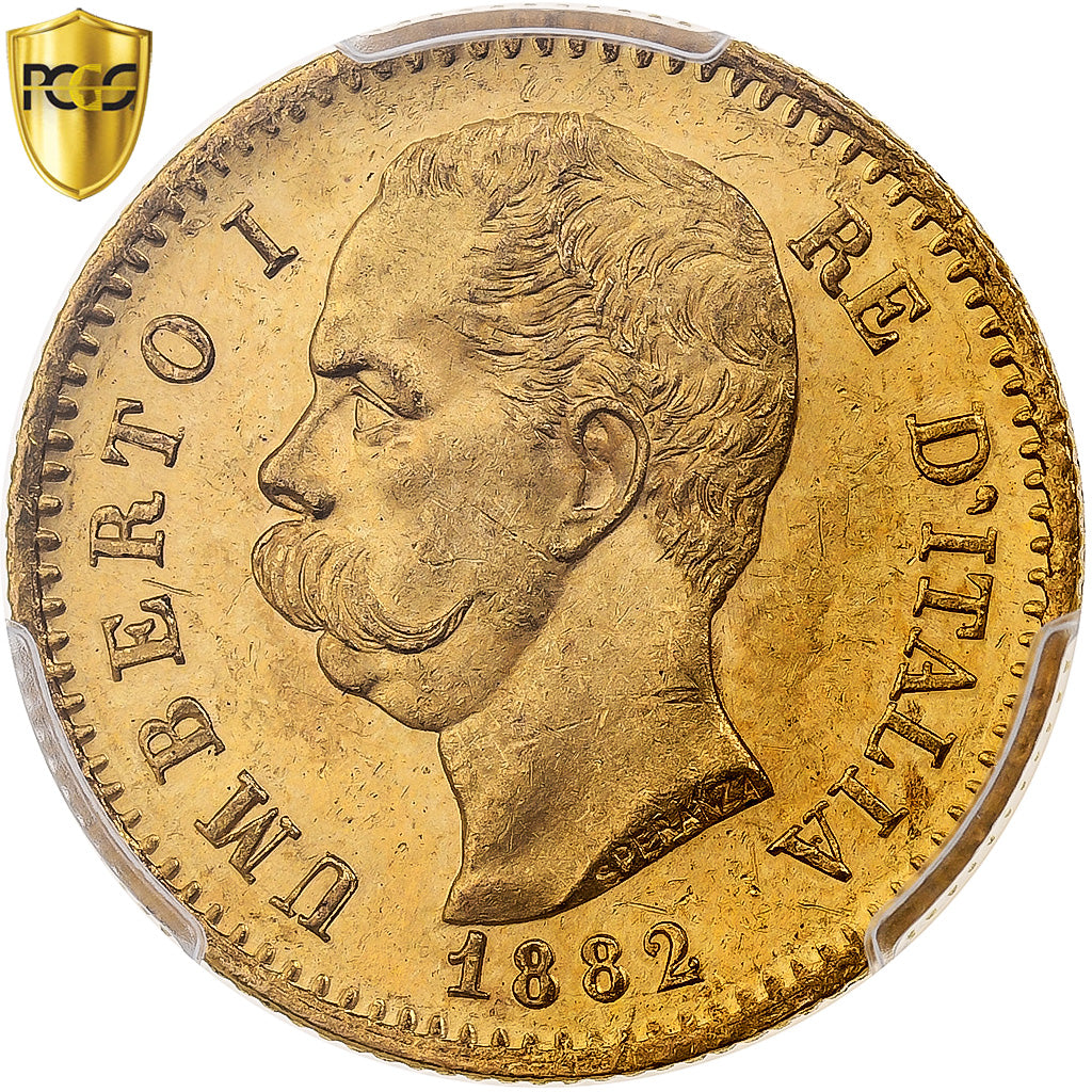 Italie, Umberto I, 20 Lire, 1882, Rome, Or, PCGS, MS64, KM:21