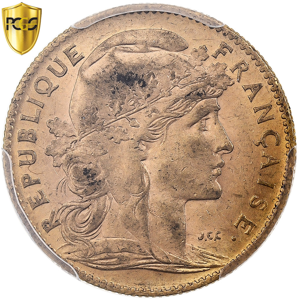 Francia, 10 Francs, Marianne, 1907, Paris, Oro, PCGS, EBC, Le Franc:F.509