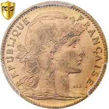 France, 10 Francs, Marianne, 1909, Paris, Gold, PCGS, MS(60-62), Le Franc:F.509