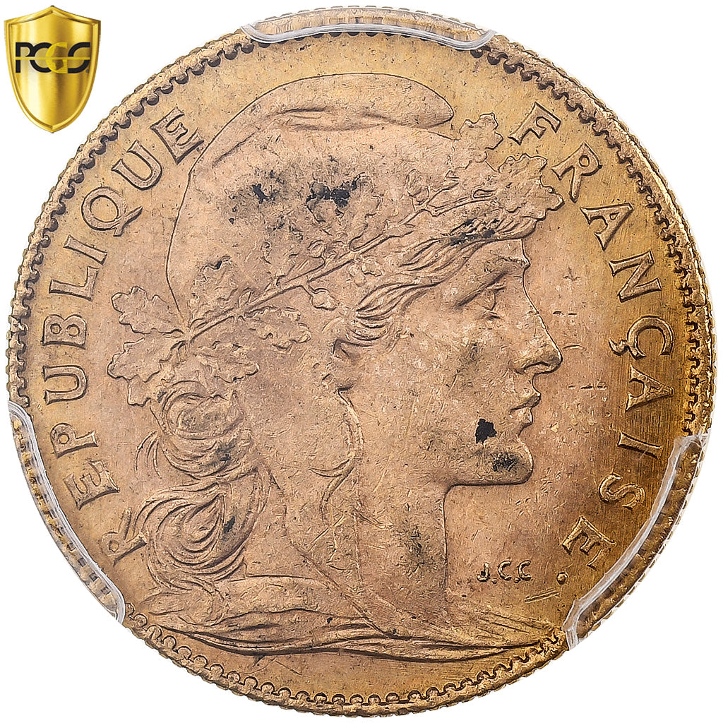 Frankrijk, 10 Francs, Marianne, 1910, Paris, Goud, PCGS, UNC-, Le Franc:F.509