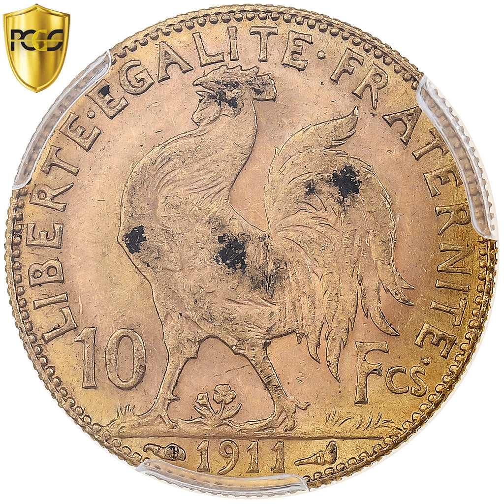 Francia, 10 Francs, Marianne, 1911, Paris, Oro, PCGS, SPL, Le Franc:F.509