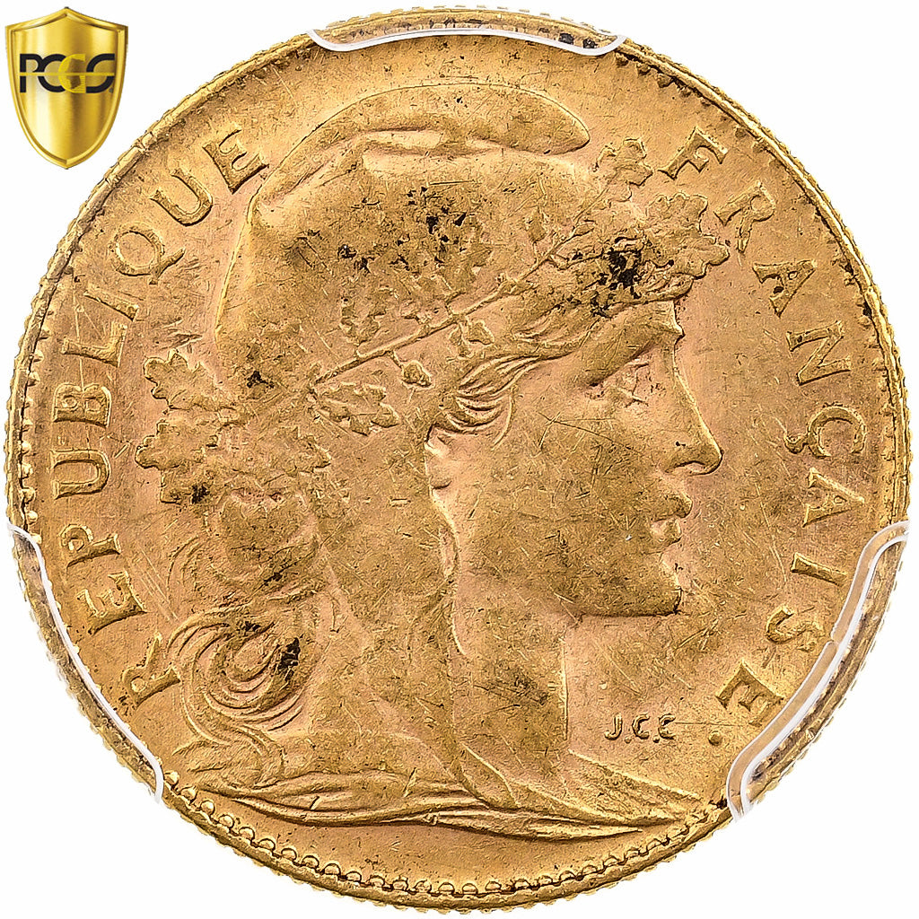 França, 10 Francs, Marianne, 1912, Paris, Dourado, PCGS, AU58, Gadoury:1017