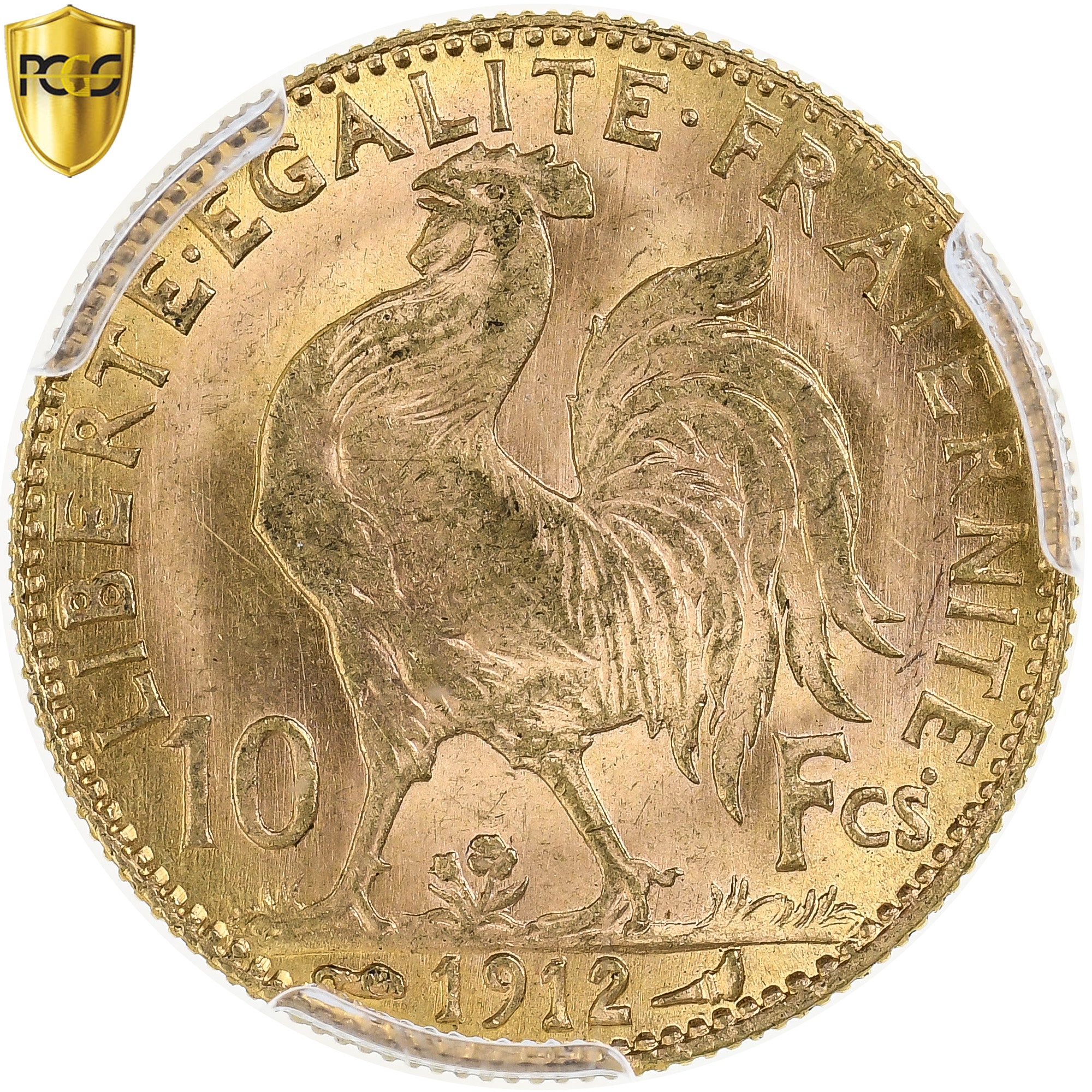 France, 10 Francs, Marianne, 1912, Paris, Gold, PCGS, MS62, Gadoury:1017