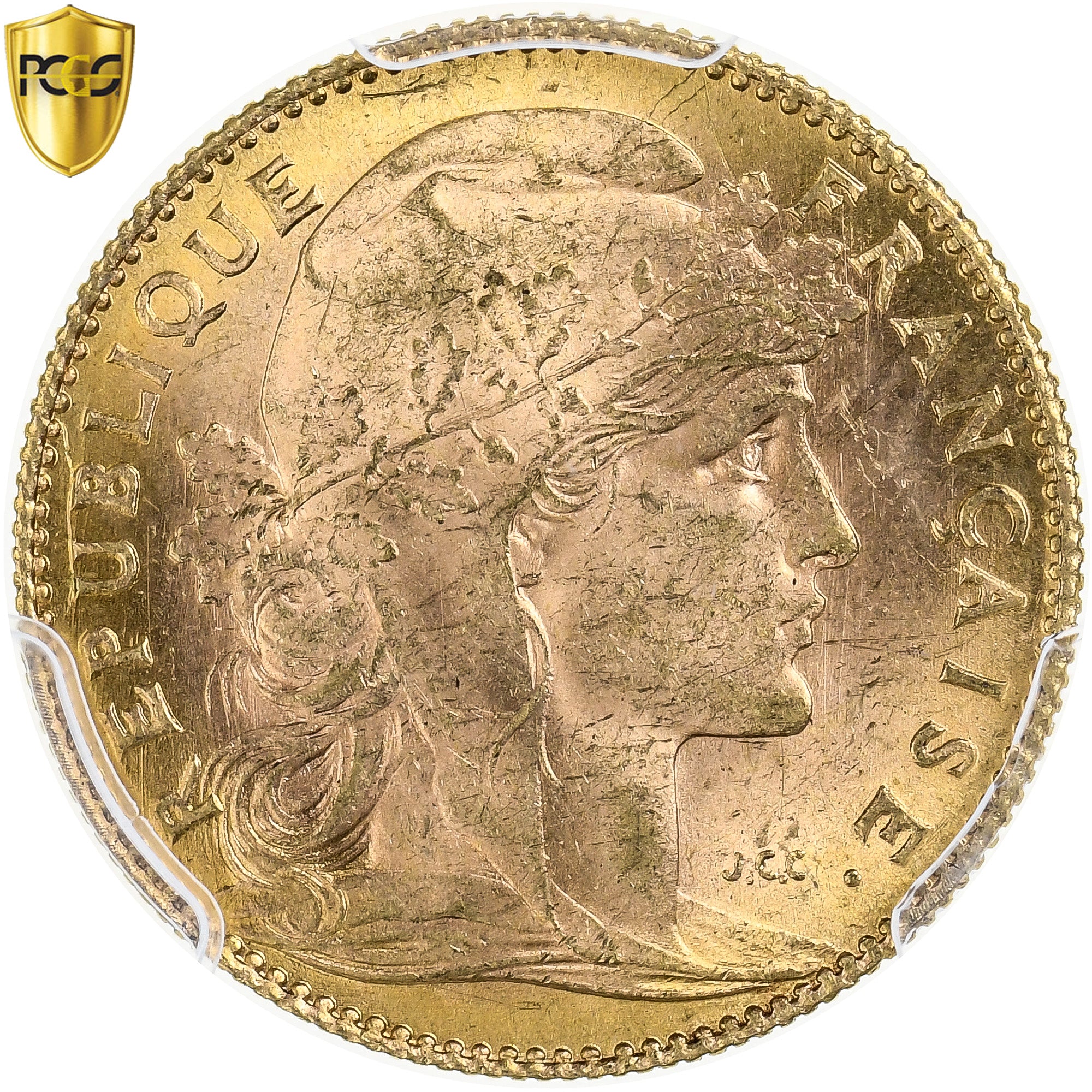 France, 10 Francs, Marianne, 1914, Paris, Gold, PCGS, MS64, Gadoury:1017