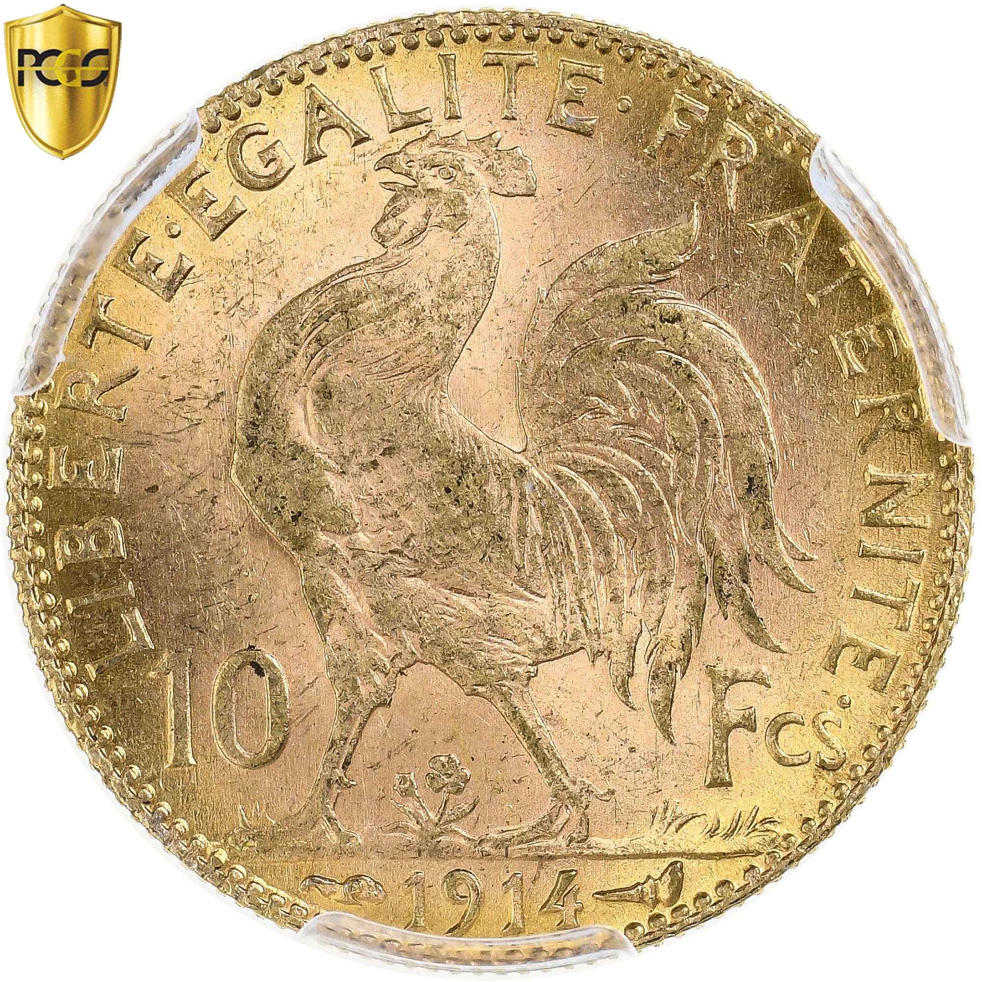 France, 10 Francs, Marianne, 1914, Paris, Gold, PCGS, MS64, Gadoury:1017