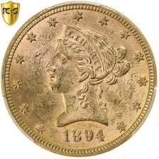 Verenigde Staten, 10 Dollars, Coronet Head, 1894, Philadelphia, Goud, PCGS