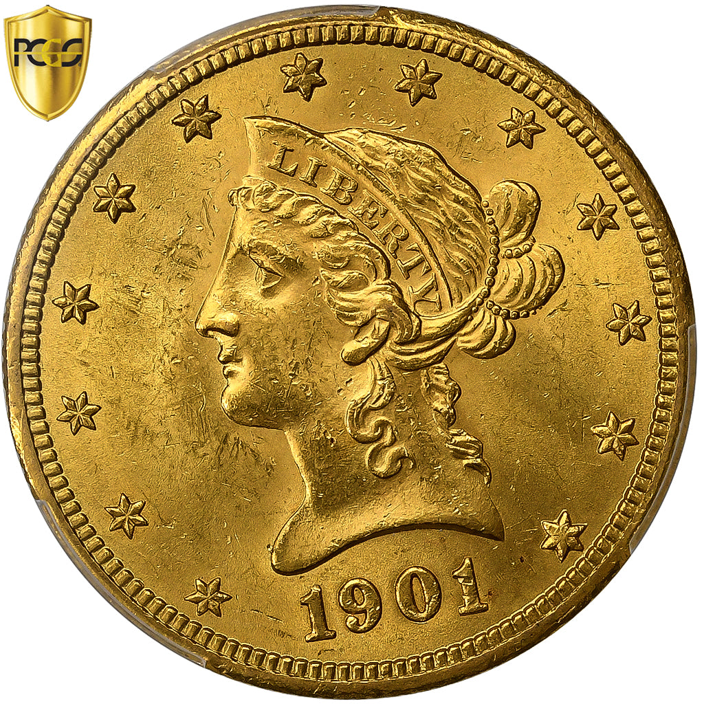 United States, $10, Eagle, Coronet Head, 1901, San Francisco, Gold, PCGS