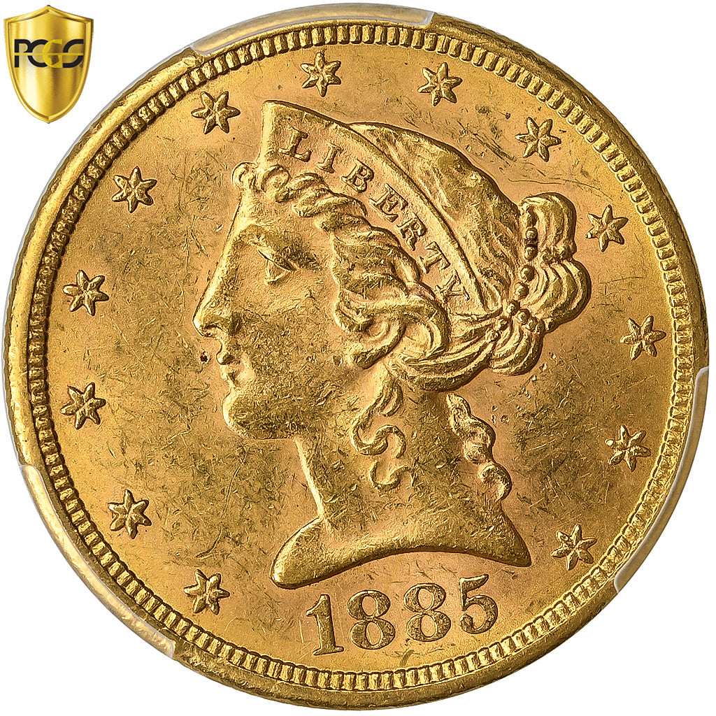 United States, $5, Half Eagle, Coronet Head, 1885, San Francisco, Gold, PCGS