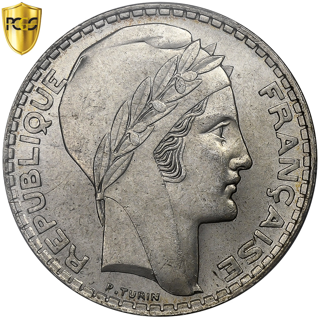 France, 20 Francs, Turin, 1938, Paris, Argent, PCGS, SPL, Le Franc:F.400, KM:879
