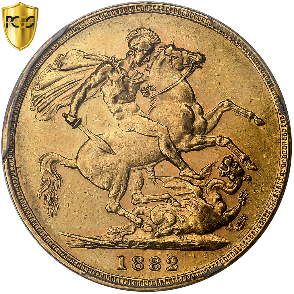 Australia, Victoria, Sovereign, 1882, Sydney, Gold, PCGS, AU(55-58), KM:7