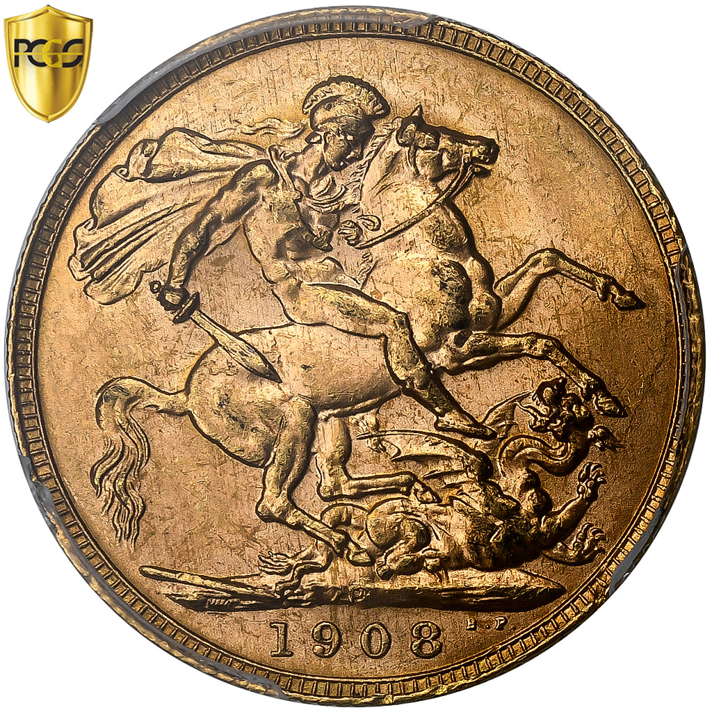 Australia, Edward VII, Sovereign, 1908, Perth, Gold, PCGS, MS(63), KM:15