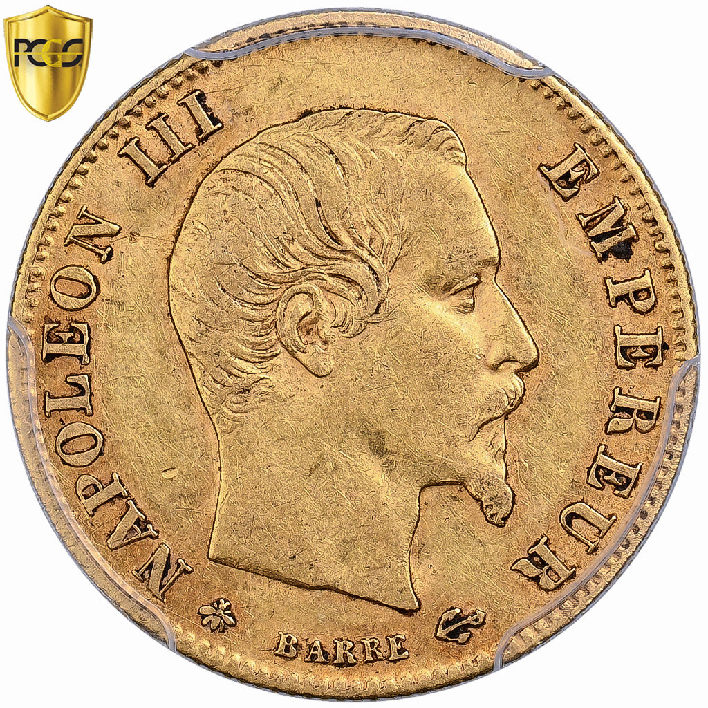 France, Napoléon III, 5 Francs, 1860, Paris, Or, PCGS, AU53, Gadoury:1001, Le