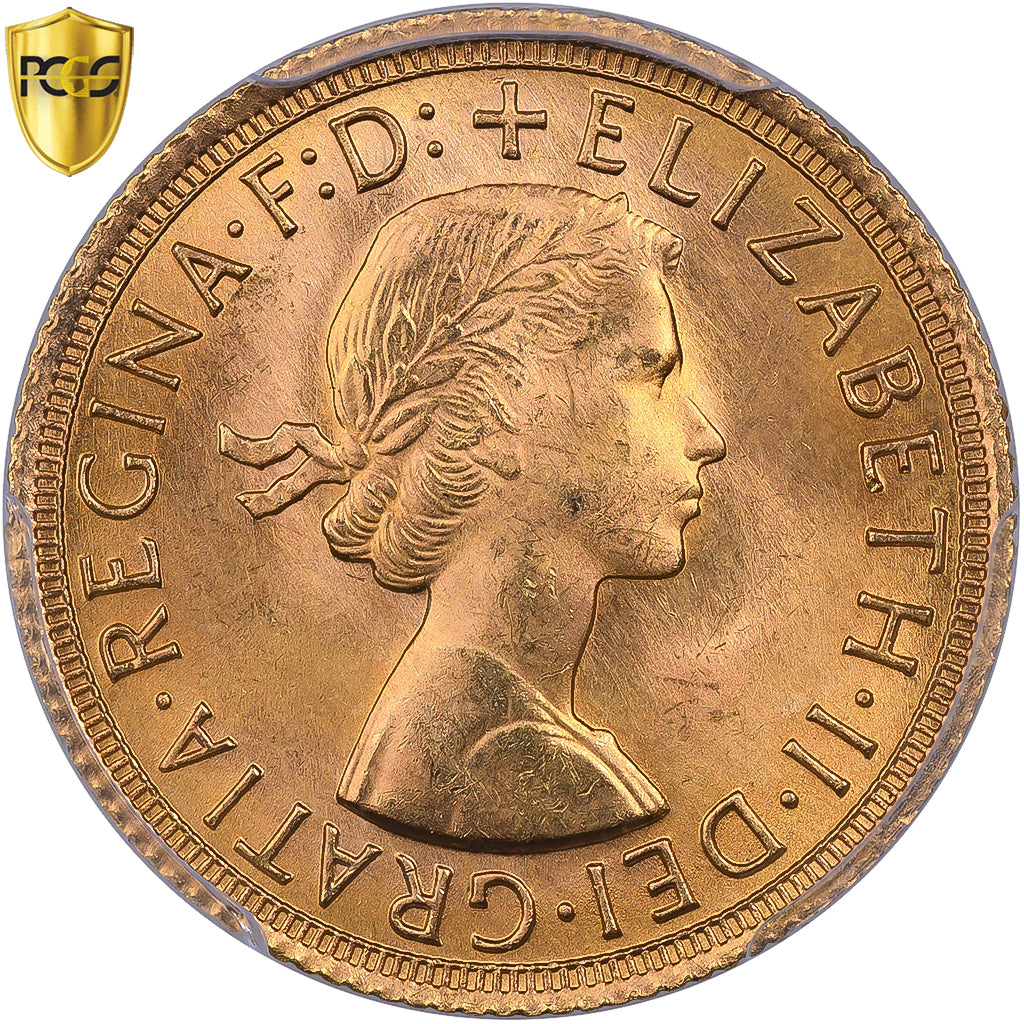 Great Britain, Elizabeth II, Sovereign, 1965, Gold, PCGS, MS65, KM:908