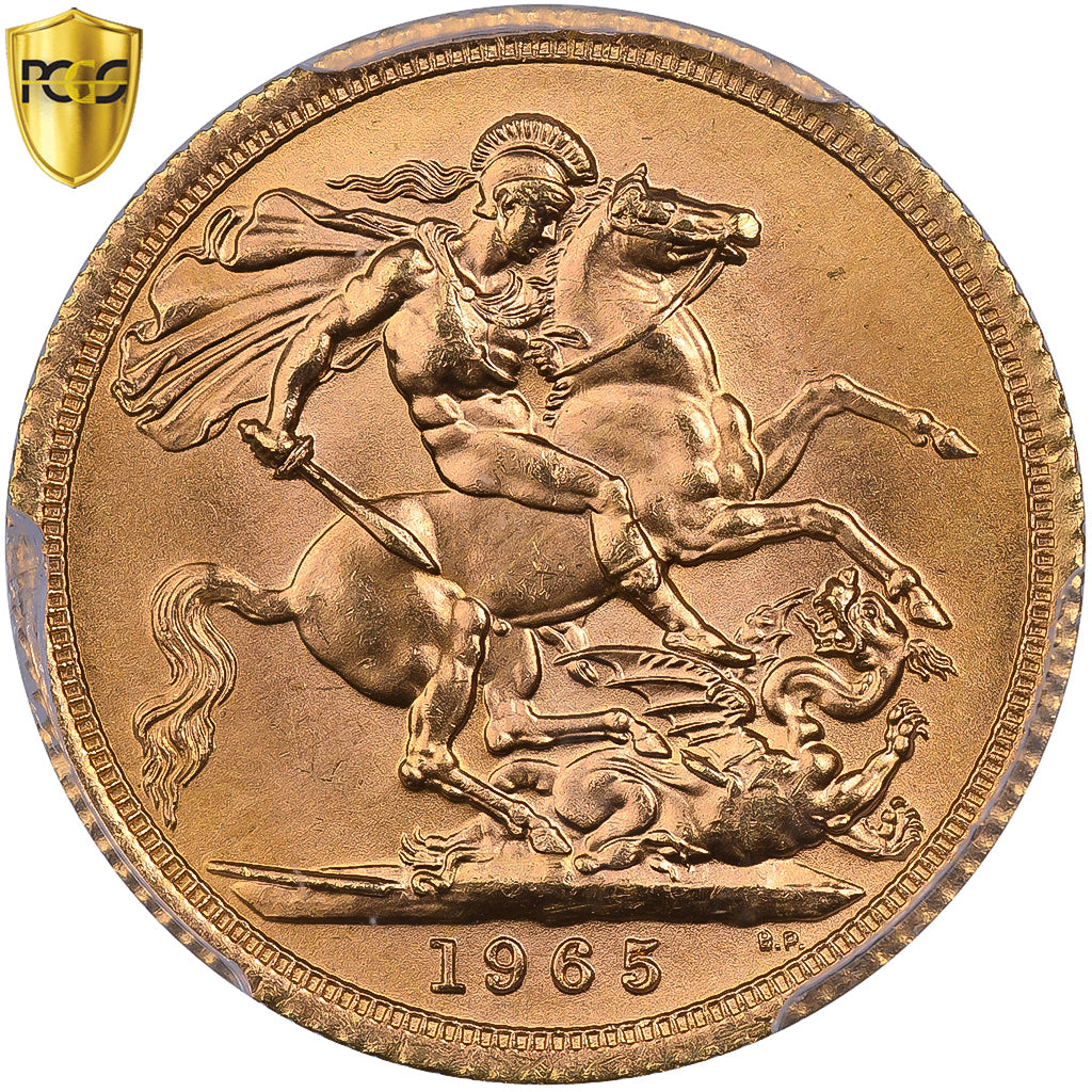 Great Britain, Elizabeth II, Sovereign, 1965, Gold, PCGS, MS65, KM:908