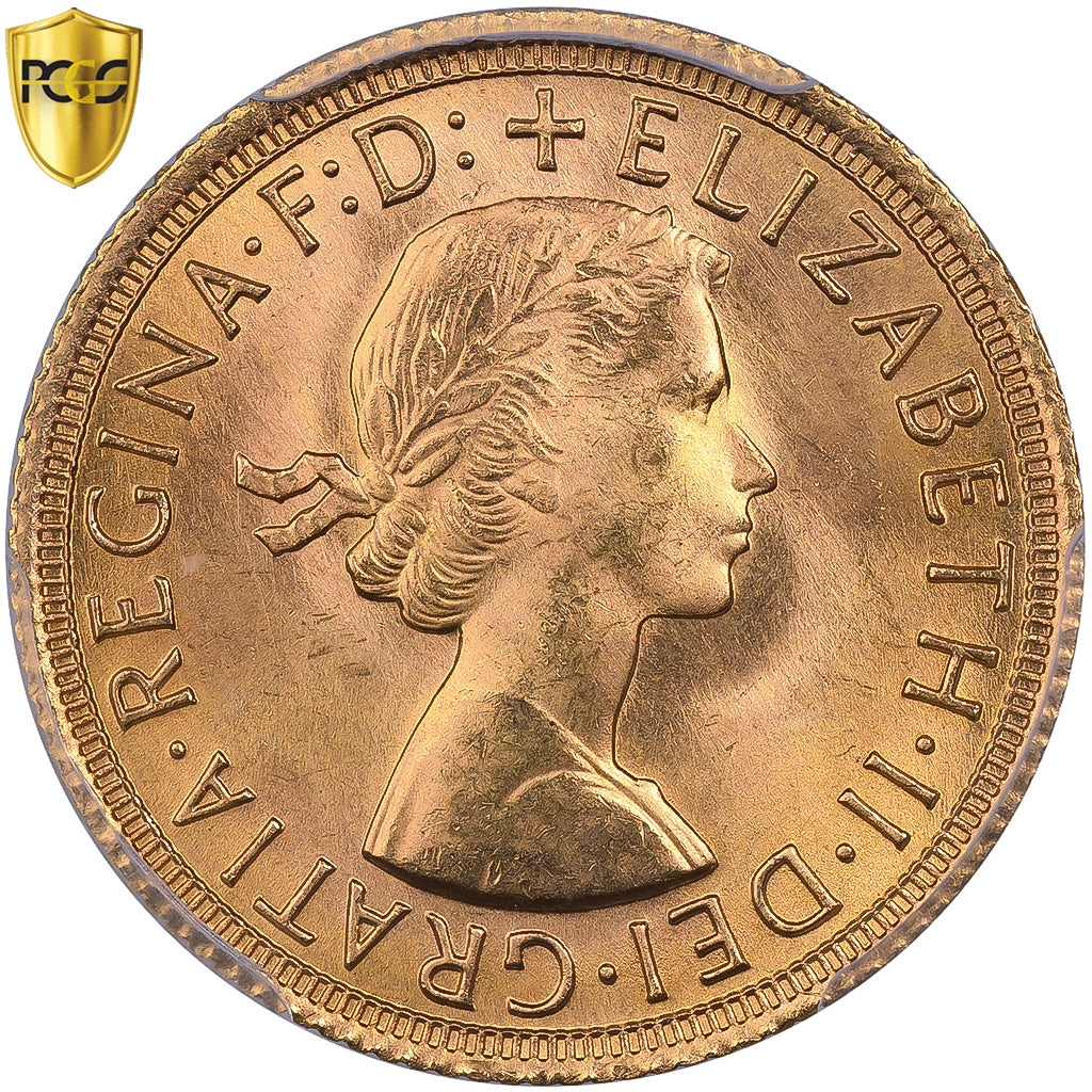 Great Britain, Elizabeth II, Sovereign, 1965, Gold, PCGS, MS65, KM:908