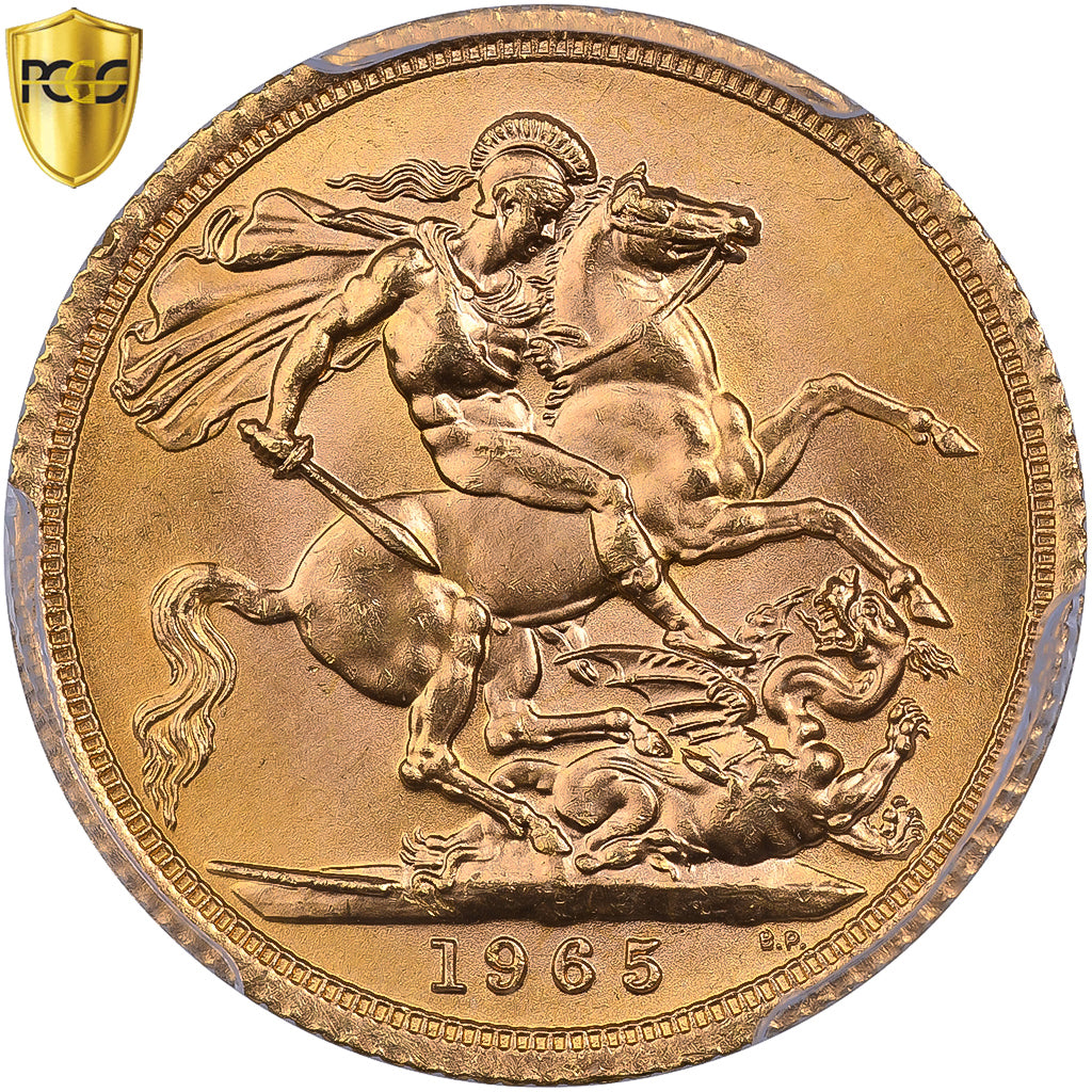 Great Britain, Elizabeth II, Sovereign, 1965, Gold, PCGS, MS65, KM:908