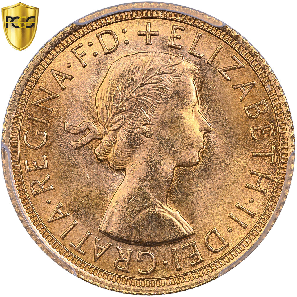 Great Britain, Elizabeth II, Sovereign, 1965, Gold, PCGS, MS65, KM:908