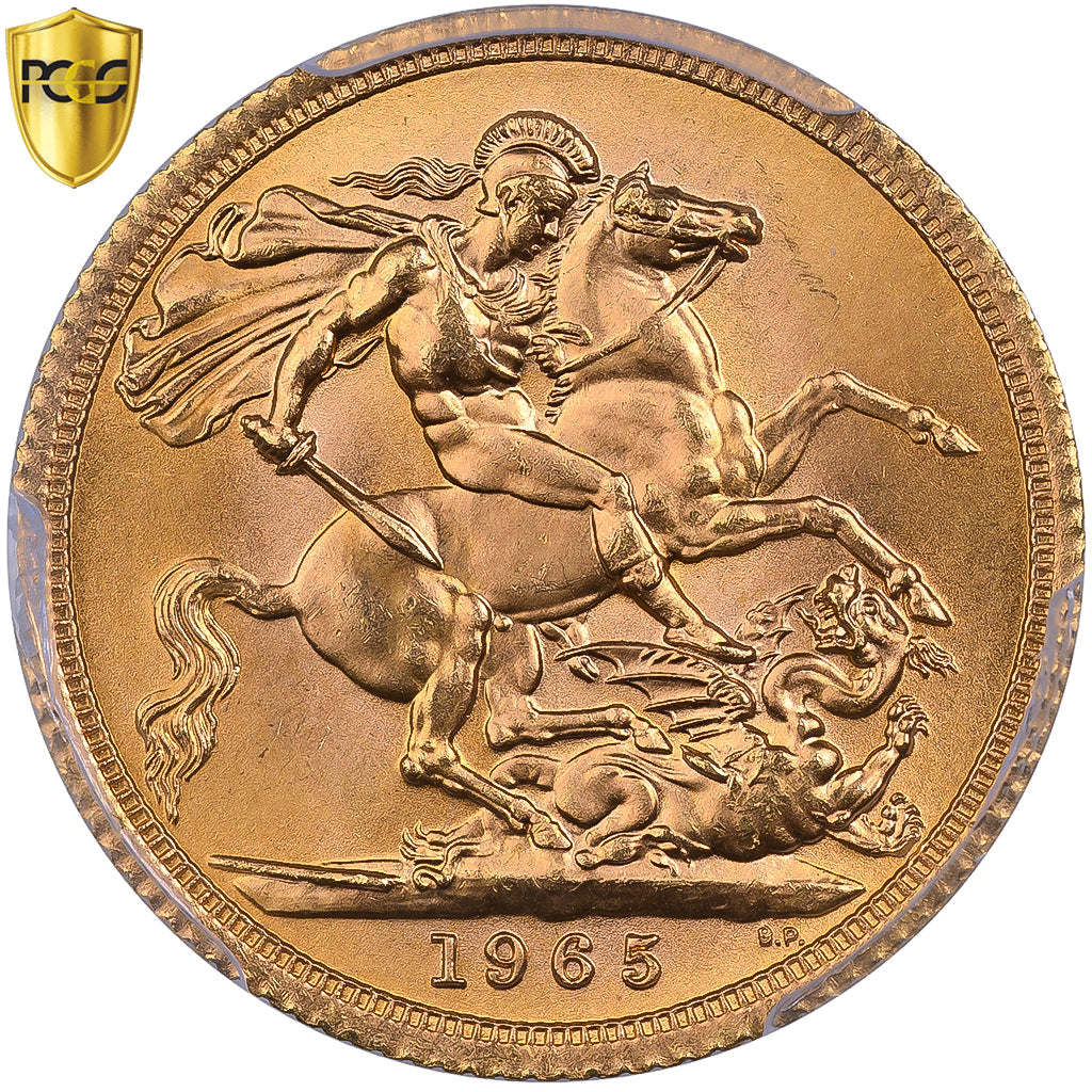 Great Britain, Elizabeth II, Sovereign, 1965, Gold, PCGS, MS65, KM:908
