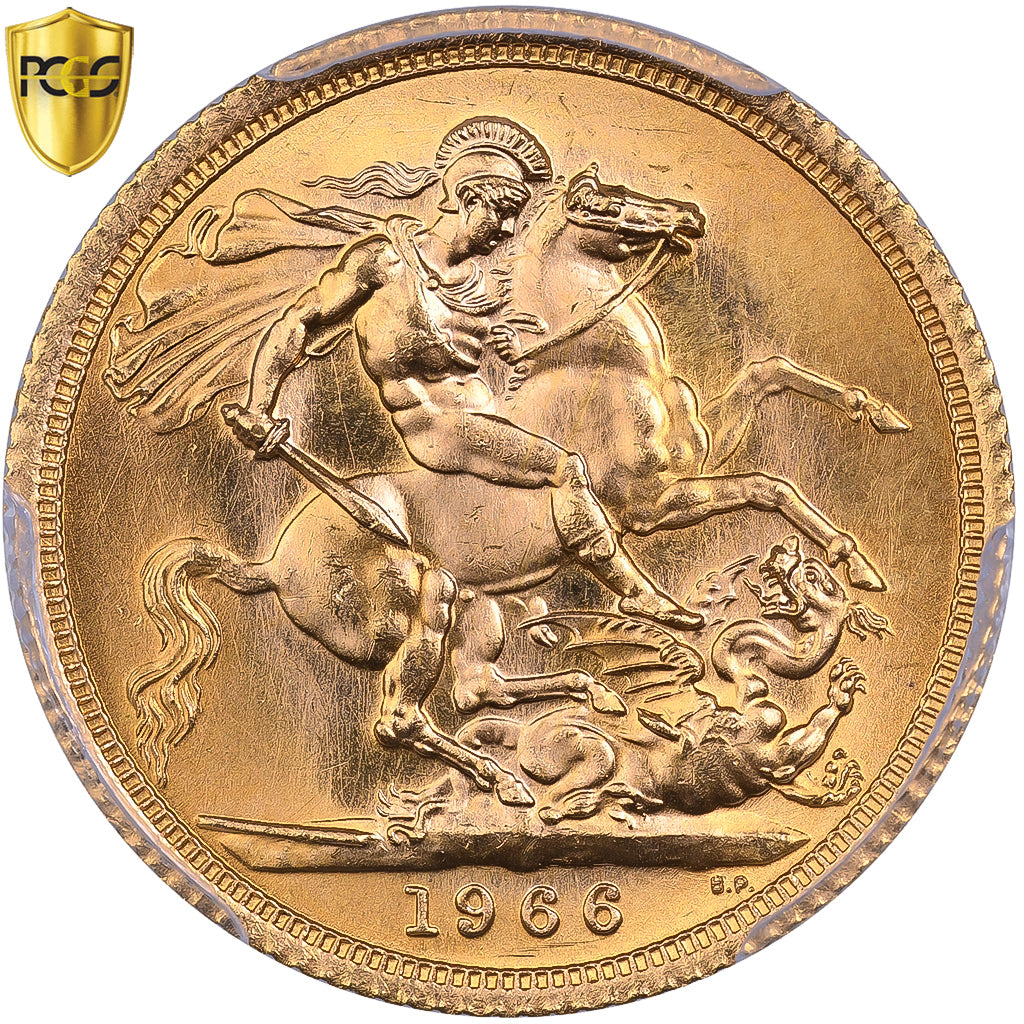 Great Britain, Elizabeth II, Sovereign, 1966, Gold, PCGS, MS64, KM:908