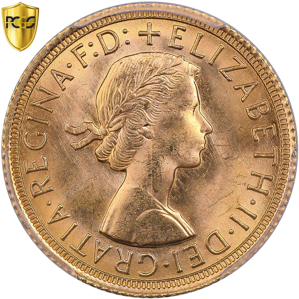 Great Britain, Elizabeth II, Sovereign, 1966, Gold, PCGS, MS64, KM:908