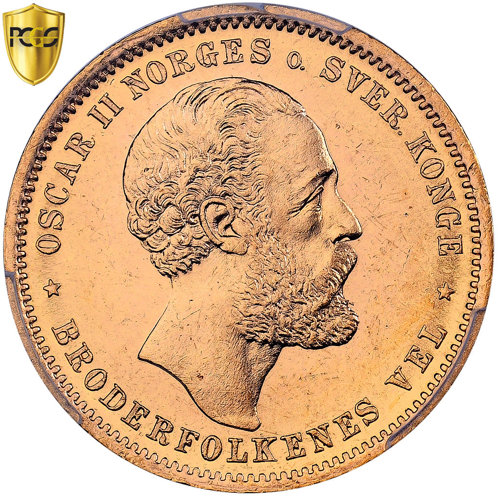Norvège, Oscar II, 20 Kroner, 1902, Kongsberg, Or, PCGS, MS64+, KM:355