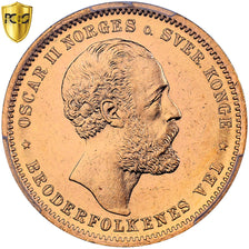 Norvège, Oscar II, 20 Kroner, 1902, Kongsberg, Or, PCGS, MS64+, KM:355