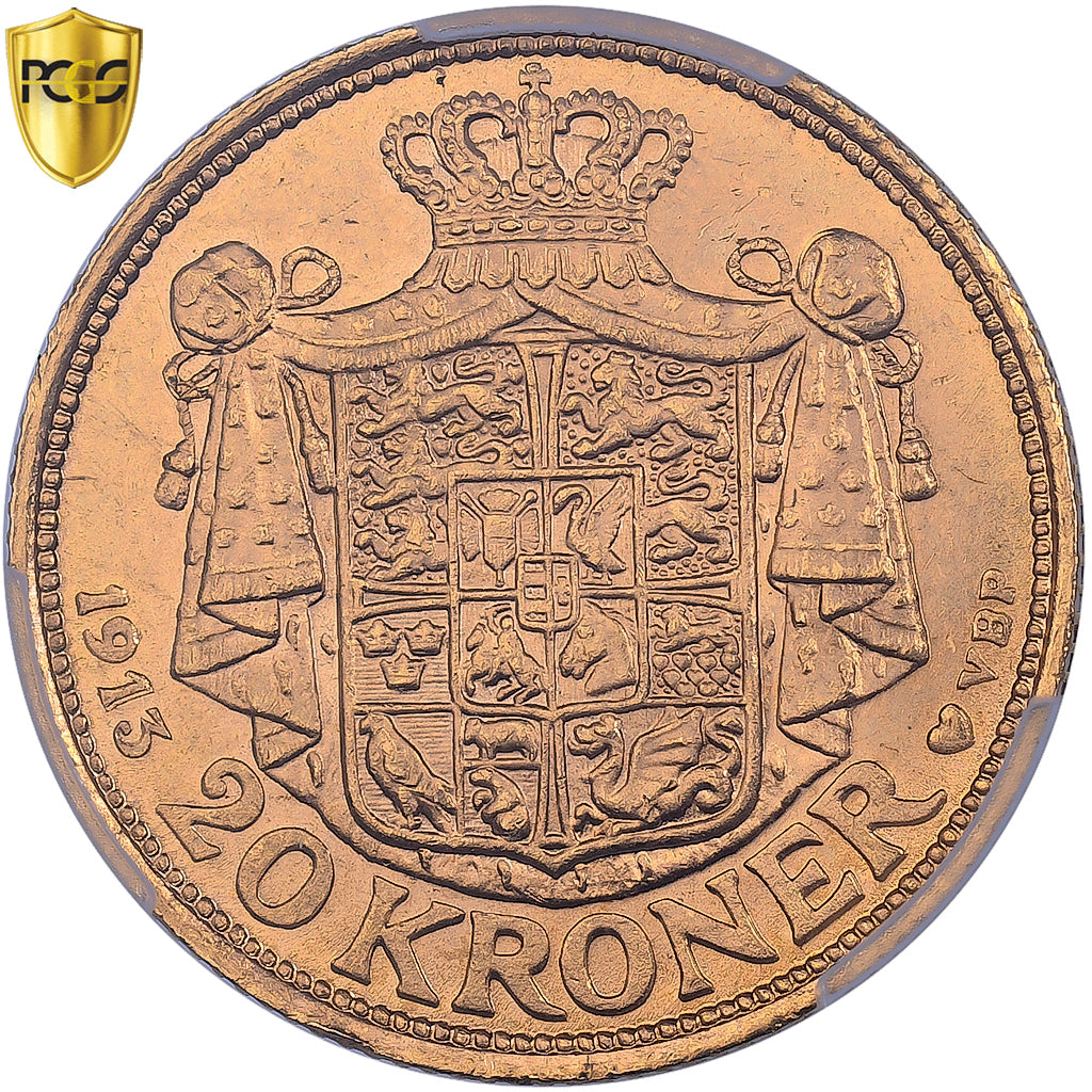 Denmark, Christian X, 20 Kroner, 1913, Copenhagen, Gold, PCGS, MS64, KM:817.1