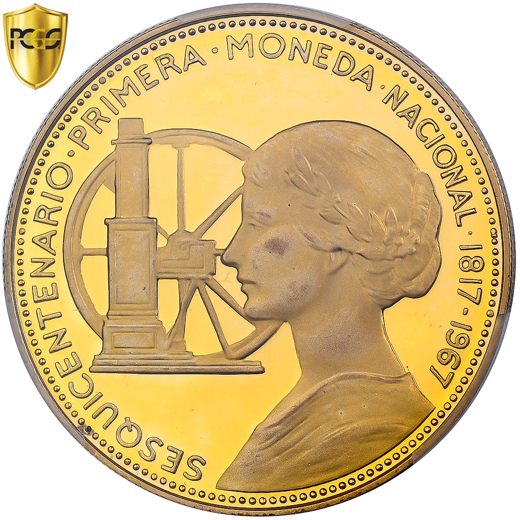 Chile, 100 Pesos, 150th Anniversary of National Coinage, 1968, Santiago, Proof