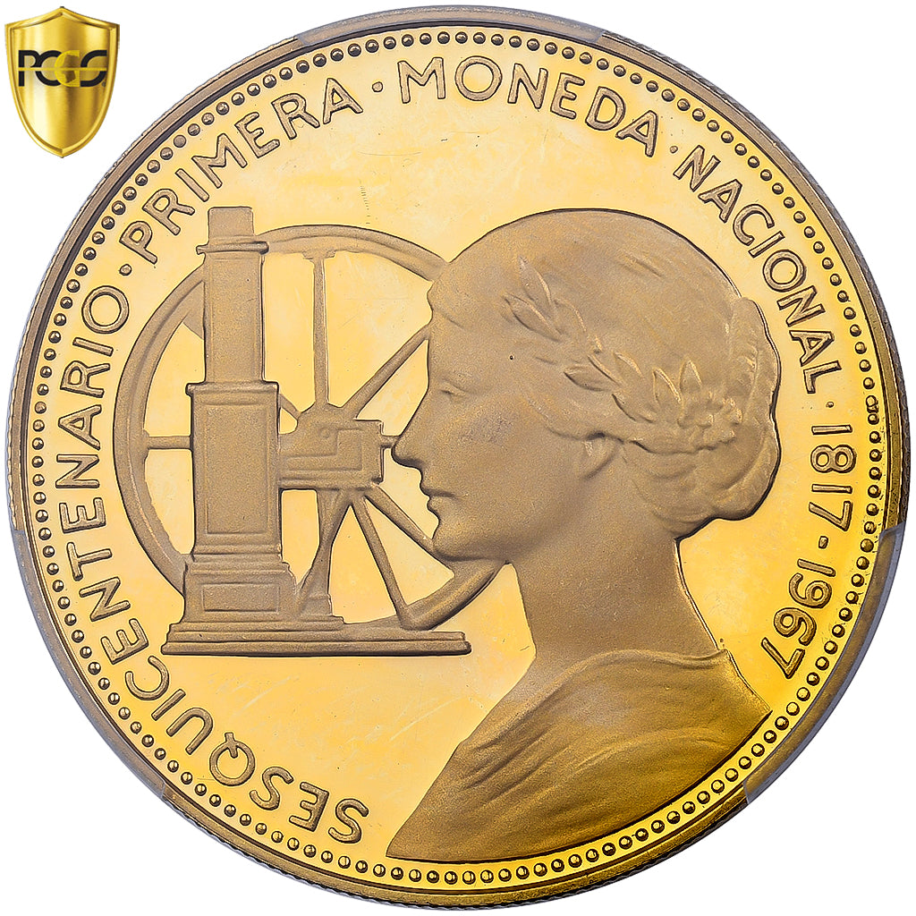 Chile, 100 Pesos, 150th Anniversary of National Coinage, 1968, Santiago, Proof