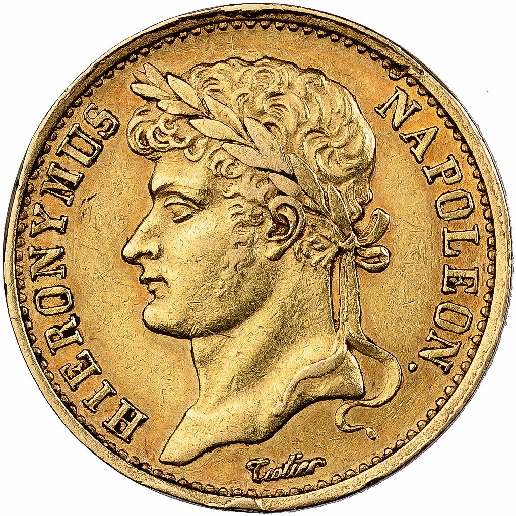 German States, WESTPHALIA, Jérôme Bonaparte, 20 Franken, 1808, Paris, Gold