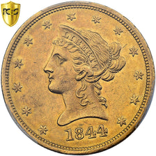 United States, $10, Eagle, Coronet Head, 1844, New Orleans, Gold, AU58, KM:66.2