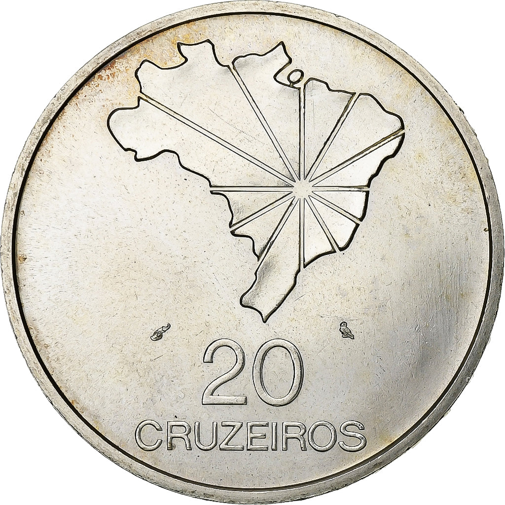 Brazil, 20 Cruzeiros, 1972, Silver, MS(60-62), KM:583
