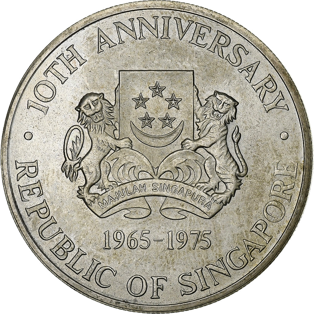 Singapur, 10 Dollars, 1975, Singapore Mint, Srebro, AU(55-58), KM:11