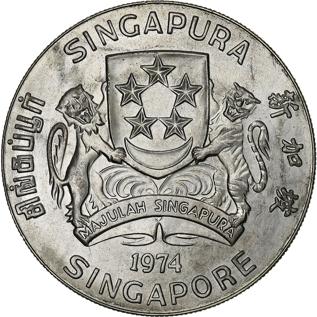 Singapore, 10 Dollars, 1974, Singapore Mint, Silver, AU(55-58), KM:9.2a