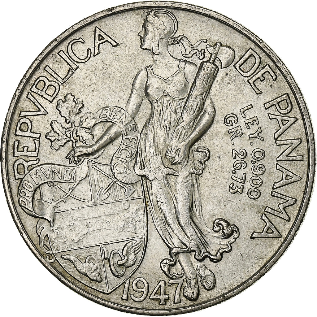 Panama, Balboa, 1947, Silver, AU(55-58), KM:13