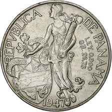 Panama, Balboa, 1947, Silver, AU(55-58), KM:13