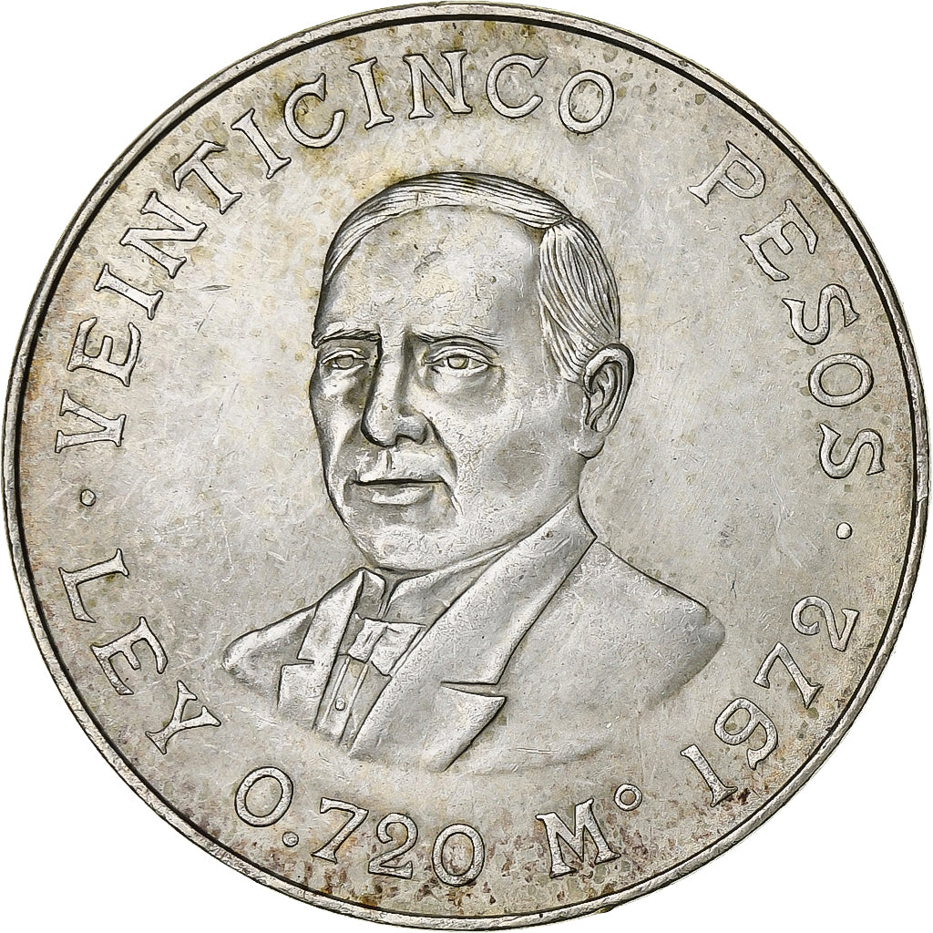 Mexico, 25 Pesos, 1972, Mexico City, Silver, AU(50-53), KM:480