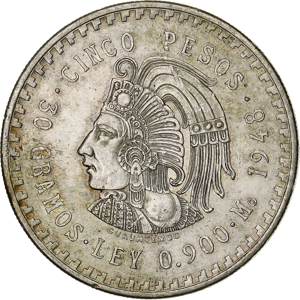 Messico, 5 Pesos, 1948, Mexico City, Argento, SPL, KM:465